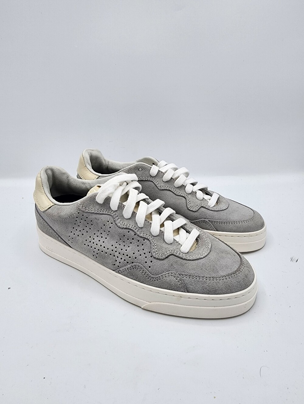 P448 Gray Suede Low-Top Sneakers with Cream Heel Tab